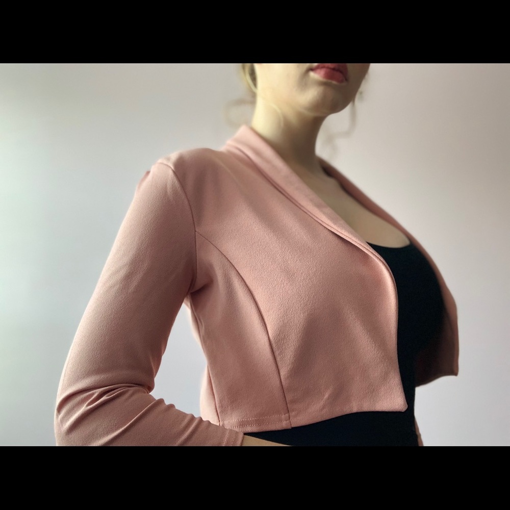 Blush Cropped 3/4 Sleeve Jacket